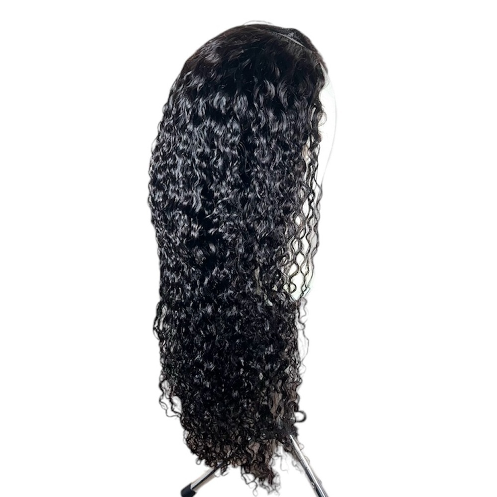 Natural Black Deep Curly Human Hair V Part 24 Inch Glueless Wig